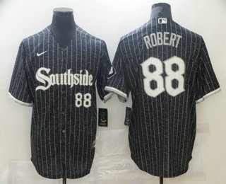 Men's Chicago White Sox #88 Luis Robert Black With Small Number 2021 City Connect Stitched MLB Cool Base Nike Jersey