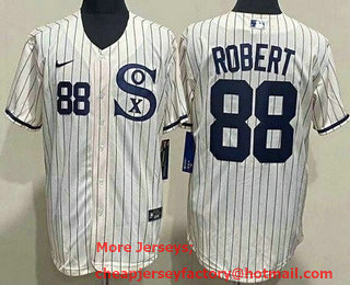 Men's Chicago White Sox #88 Luis Robert Cream Player Name 2021 Field of Dreams Authentic Jersey