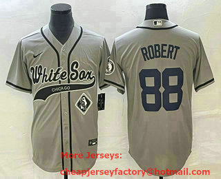 Men's Chicago White Sox #88 Luis Robert Grey Cool Base Stitched Baseball Jersey 01