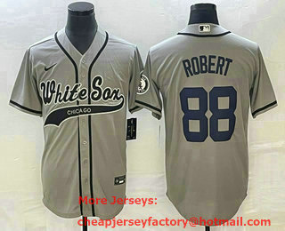 Men's Chicago White Sox #88 Luis Robert Grey Cool Base Stitched Baseball Jersey 02