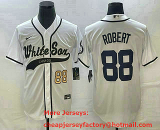 Men's Chicago White Sox #88 Luis Robert Number White Cool Base Stitched Baseball Jersey 01