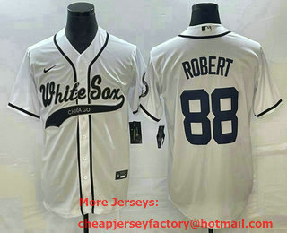 Men's Chicago White Sox #88 Luis Robert White Cool Base Stitched Baseball Jersey 02