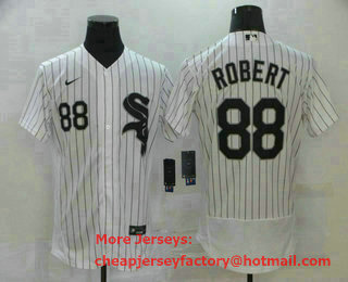 Men's Chicago White Sox #88 Luis Robert White Pinstripe Stitched MLB Flex Base Nike Jersey