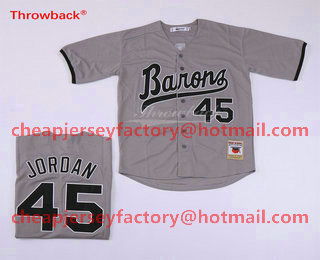 Men's Chicago White Sox Birmingham Barons #45 Michael Jordan Gray Stitched Majestic Baseball Jersey