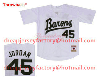 Men's Chicago White Sox Birmingham Barons #45 Michael Jordan White Stitched Baseball Jersey