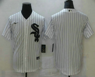 Men's Chicago White Sox Blank White Pinstripe Stitched MLB Cool Base Nike Jersey