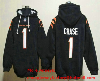 Men's Cincinnati Bengals #1 Ja'Marr Chase Black Pullover Hoodie