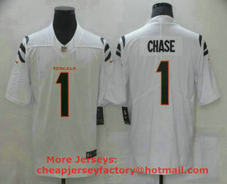 Men's Cincinnati Bengals #1 Ja'Marr Chase NEW White 2021 Vapor Untouchable Stitched NFL Nike Limited Jersey