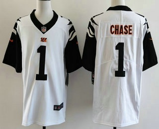Men's Cincinnati Bengals #1 JaMarr Chase Limited White Alternate Vapor Jersey