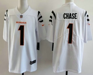 Men's Cincinnati Bengals #1 JaMarr Chase Limited White Vapor Jersey