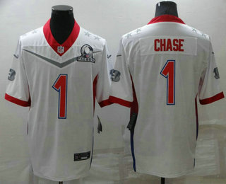 Men's Cincinnati Bengals #1 JaMarr Chase White 2022 Pro Bowl Vapor Untouchable Stitched Limited Jersey