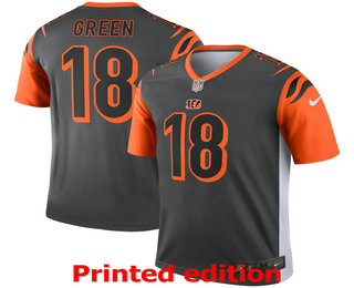 Men's Cincinnati Bengals #18 A.J. Green Black 2019 Inverted Legend Printed NFL Nike Limited Jersey