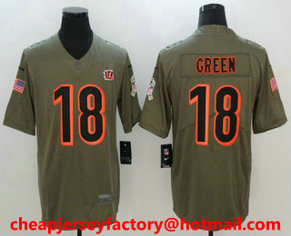 Men's Cincinnati Bengals #18 A.J. Green Olive 2017 Salute To Service Stitched NFL Nike Limited Jersey