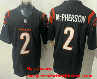 Men's Cincinnati Bengals #2 Evan McPherson Limited Black FUSE Vapor Jersey