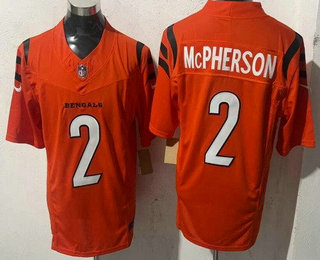 Men's Cincinnati Bengals #2 Evan McPherson Limited Orange FUSE Vapor Jersey