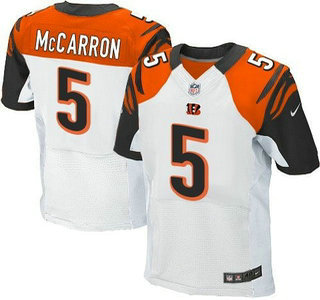 Men's Cincinnati Bengals #5 AJ McCarron White Road NFL Nike Elite Jersey