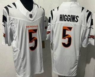 Men's Cincinnati Bengals #5 Tee Higgins Limited White Fashion FUSE Vapor Jersey