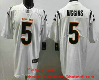 Men's Cincinnati Bengals #5 Tee Higgins White 2023 Vapor Untouchable Stitched Nike Limited Jersey