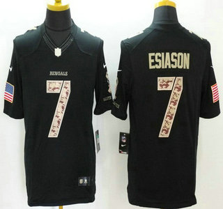 Men's Cincinnati Bengals #7 Boomer Esiason Black Salute to Service Retired Player NFL Nike Limited Jersey