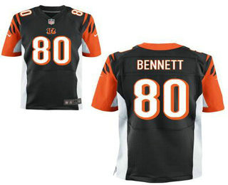 Men's Cincinnati Bengals #80 Michael Bennett Black Team Color NFL Nike Elite Jersey