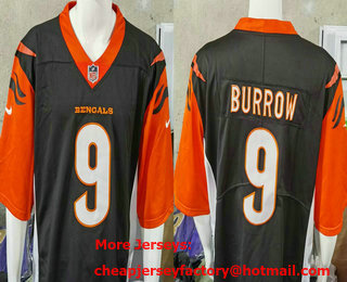 Men's Cincinnati Bengals #9 Joe Burrow NEW Black 2021 Vapor Stitched Nike Limited Jersey