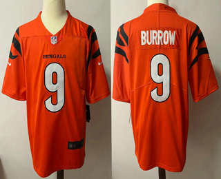 Men's Cincinnati Bengals #9 Joe Burrow NEW Orange 2021 Vapor Untouchable Stitched NFL Nike Limited Jersey
