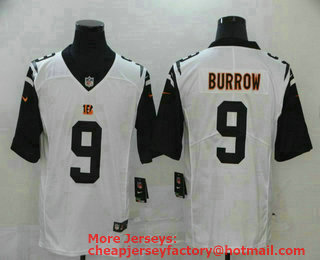 Men's Cincinnati Bengals #9 Joe Burrow White 2020 Color Rush Stitched NFL Nike Limited Jersey