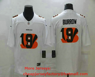 Men's Cincinnati Bengals #9 Joe Burrow White 2020 Shadow Logo Vapor Untouchable Stitched NFL Nike Limited Jersey