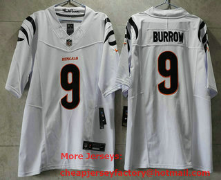 Men's Cincinnati Bengals #9 Joe Burrow White 2023 FUSE Vapor Untouchable Limited Stitched Jersey