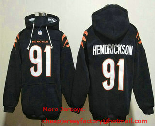 Men's Cincinnati Bengals #91 Trey Hendrickson Black Pullover Hoodie
