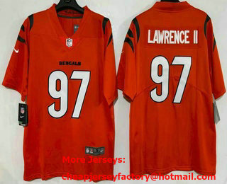 Men's Cincinnati Bengals #97 Dexter Lawrence II Limited Orange Vapor Jersey