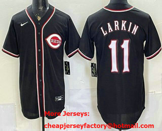 Men's Cincinnati Reds #11 Barry Larkin 2026 Black Fashion Cool Base Jersey