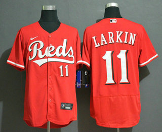 Men's Cincinnati Reds #11 Barry Larkin Red Stitched MLB Flex Base Nike Jersey