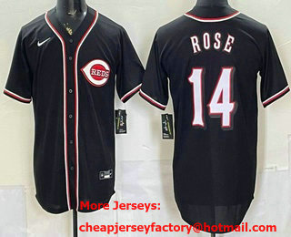 Men's Cincinnati Reds #14 Pete Rose 2026 Black Fashion Cool Base Jersey