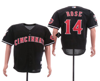 Men's Cincinnati Reds #14 Pete Rose Black Stitched MLB Cool Base Jersey
