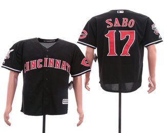 Men's Cincinnati Reds #17 Chris Sabo Black Stitched MLB Cool Base Jersey