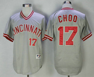 Men's Cincinnati Reds #17 Shin-Soo Choo Gray Pullover 2013 Cooperstown Collection Stitched MLB Jersey