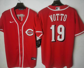 Men's Cincinnati Reds #19 Joey Votto Red Stitched MLB Cool Base Nike Jersey