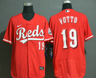 Men's Cincinnati Reds #19 Joey Votto Red Stitched MLB Flex Base Nike Jersey