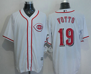 Men's Cincinnati Reds #19 Joey Votto White Home Stitched MLB Cool Base Jersey