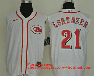 Men's Cincinnati Reds #21 Michael Lorenzen White 2020 Cool and Refreshing Sleeveless Fan Stitched MLB Nike Jersey