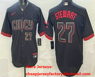Men's Cincinnati Reds #27 Sal Stewart Black City Limited Jersey