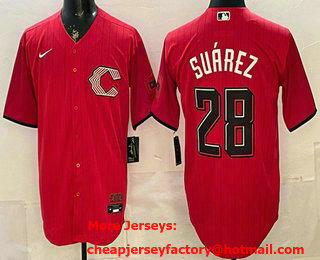 Men's Cincinnati Reds #28 Eugenio Suarez Red 2026 City Connect Stadium Jersey