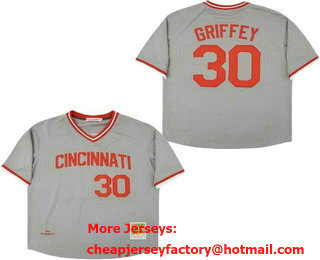 Men's Cincinnati Reds #30 Ken Griffey Gray 2004 Throwback Jersey
