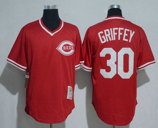 Men's Cincinnati Reds #30 Ken Griffey Jr Retired Red Pullover Stitched MLB Cooperstown Collection Jersey