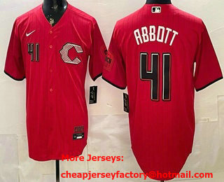Men's Cincinnati Reds #41 Andrew Abbott Red 2026 City Connect Stadium Jersey