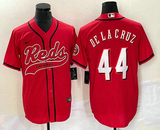 Men's Cincinnati Reds #44 Elly De La Cruz Red With Patch Cool Base Stitched Baseball Jersey 02