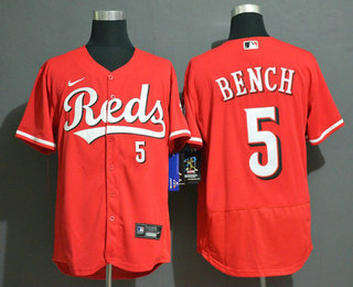 Men's Cincinnati Reds #5 Johnny Bench Red Stitched MLB Flex Base Nike Jersey