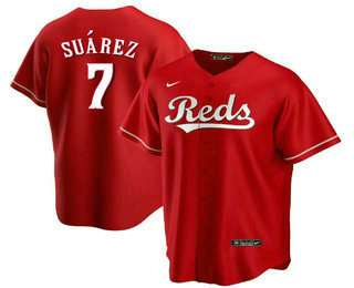 Men's Cincinnati Reds #7 Eugenio Suarez Red Stitched MLB Cool Base Nike Jersey