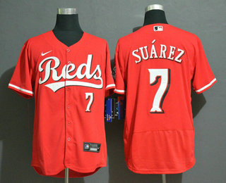 Men's Cincinnati Reds #7 Eugenio Suarez Red Stitched MLB Flex Base Nike Jersey